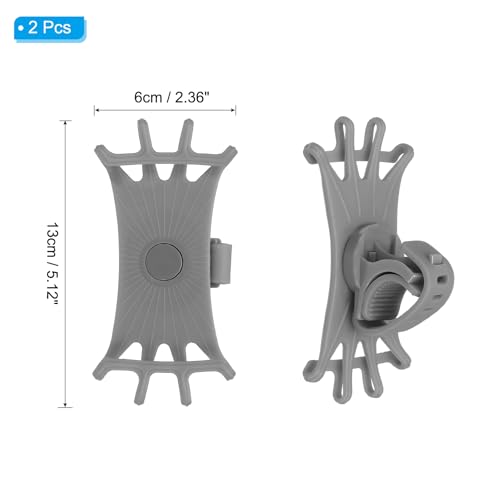 Image of PATIKIL 2Pcs Bike Phone Mount, 360 Rotation Silicone Motorcycle Phone Holder for 3 inch- 6.5 inch Phones Adjustable Phone Mount for Motorcycle Bicycle Electric Scooter, Gray