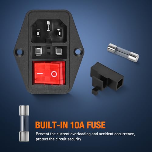 Image of Nilight 2Pcs Switch Power Socket 10A 250V AC Inlet Module Built-in Fuse