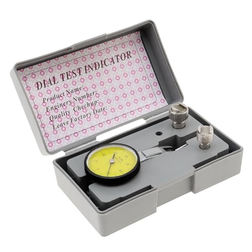 SMGDA Dial Test Indicator Gauge 0-0.8mm 0.01mm Accuracy Lever Dial Test Indicator Gauge 0-40-0 Scale Yellow Dial Face with Installation Accessories 6mm/ 8mm Sleeves