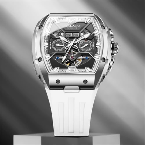Image of OLEVS Luxury Watches for Men Black Mechanical Wrist Watch Self Winding Automatic Tourbillon Watches Skeleton Waterproof Mens Wrist Watch