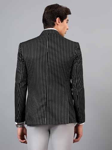 Image of Men's Black Striped Double-Breasted Blazer