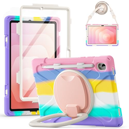 Coque Samsung Galaxy Tab S11 antichoc rose avec support rotatif et protection écran