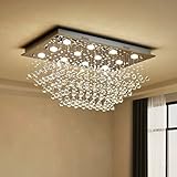 Saint Mossi Modern K9 Crystal Raindrop Chandelier Lighting Flush Mount LED Ceiling Light Fixture Pendant Lamp for Dining Room Bathroom Bedroom Livingroom 12 GU10 Bulbs Required H 16 x W 22 x L 31 in