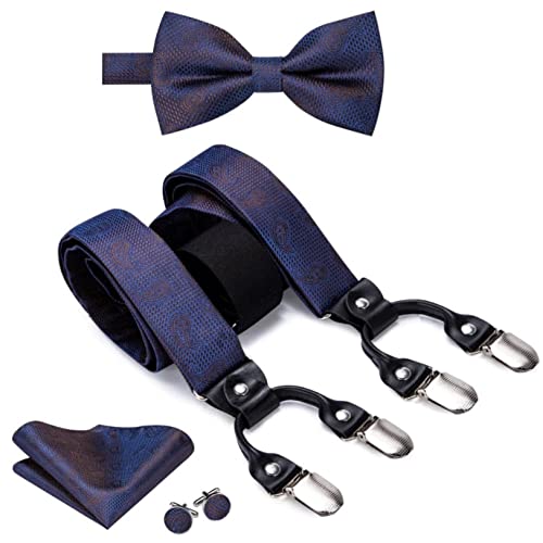 Juego de tirantes, corbata y pañuelo azul para hombre miniatura 3