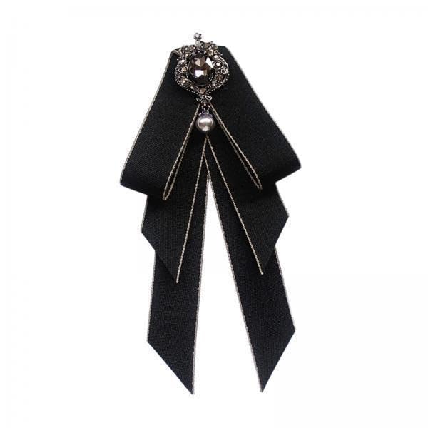 2x Women's Bow Tie Brooch Pin Formal Classic with Long Ribbon Adjustable Length Bowknot Necktie Bowties for Dress Shirt Wedding Prom