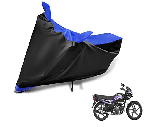 Image of Auto Hub Bike Cover Compatible with Hero Super Splendor with Mirror Pocket, Dustproof, Heat Resistant, Triple Stitched, Super Splendor Bike Cover- Black, Blue