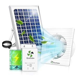 ecoCalm Ventilator op zonne-energie voor buiten, met zonne-energie, waterdichte ventilator op zonne-energie met zonnepaneel 12 V en kabel van 4,5 m, broeikasaccessoire voor tuinhuis, kippenhok,
