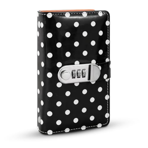 Password Lock Wallet, Secure Leather Cash Organizer with 3-Digit Combination, High Capacity Travel Money Safe for Privacy, Black Polka Dots