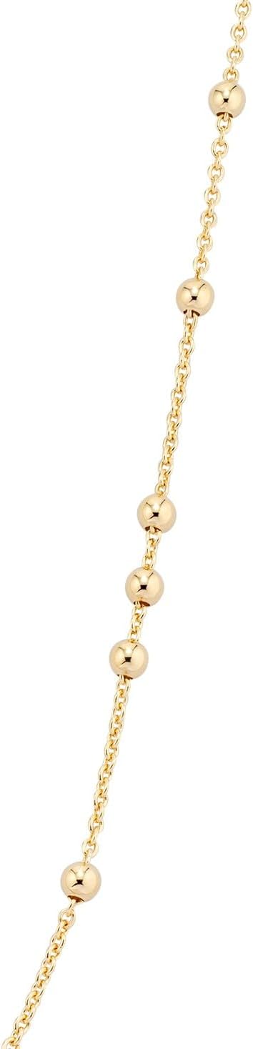 Miabella Italian 18K Yellow or Rose Gold Plated Beaded Ball Rosary Long Wrap Layering Station Chain Necklace for Women, 60"