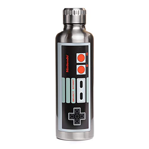 Paladone NES 500ml Stainless Steel Metal Water Bottle, Silver