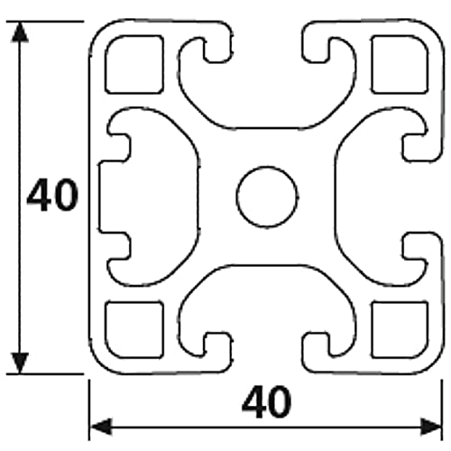 Perfil de aluminio de diseño 40 x 40 L, 1 ranura oculta, tipo I, ranura 8 (ligera), anodizado en plata, perfil de aluminio 40 x 40, perfil de sistema 40 x 40, 3000 mm