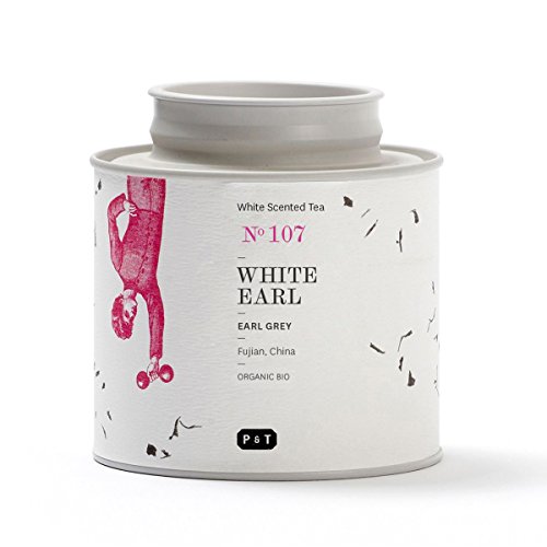 P & T White Earl, (Earl Grey Blanc) Mélange Bio de Thé Blanc en Vrac, Mélange de Thé Blanc Chinois avec Bergamote, Earl Grey Style, Boîte (40g / 1,4oz)