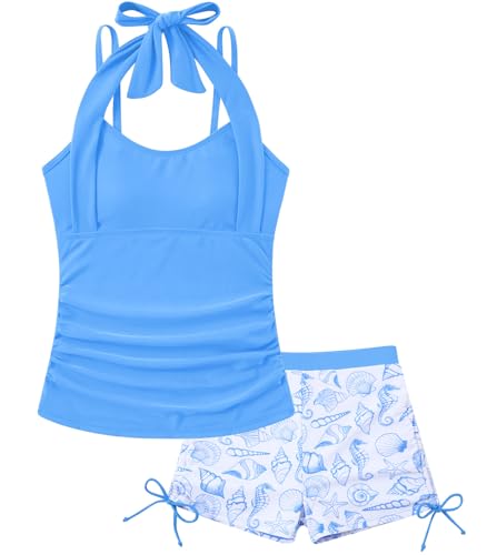 Image of Girls Tankini Swimsuit 2 Piece Halterneck Bathing Suit for Teens Size 7-16