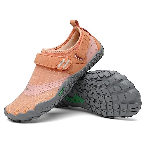 SAGUARO Barfußschuhe Damen Barfussschuhe Frauen Barfuss Schuhe Outdoor Zehenschuhe rutschfest Fitnessschuhe Barefoot Shoes mit Zero-Drop Solhe, Nimble Ⅰ - Barfußschuhe Orange A, Gr.36 EU