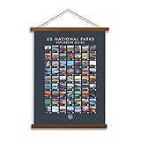 Epic Adventure Maps US National Parks Push Pin Poster with 100 Pushpins, National Park Posters with Special Nature Photographs, Great as a Gift for Travelers, 17 x 24 in, Grey with Magnetic Frame