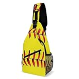 EOQIFJM Yellow Softball Red Stripes Fashionable Large Capacity Chest Bag, Easy to Carry