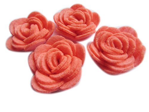Image of YYCRAFT Pack of 20PCS Felt Rose 1.5 inch 4D Flower Applique /Bow-Coral