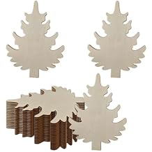 20pcs Christmas Pine Tree Shaped Wood Cutouts DIY Crafts Pine Tree Unfinished Wooden Tags Ornaments for Christmas Tree Party Decoration