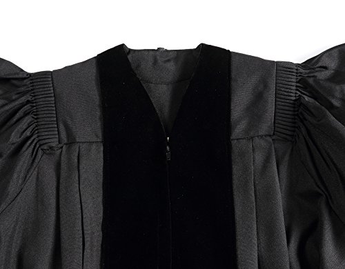 Deluxe Fluted Fabric Clergy Robe Doctoral Black Pastor Robe for Pulpit4