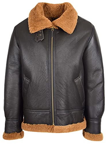 Mens B3 Sheepskin Jacket Detachable Hoodie Shearling Ruben Brown Ginger3