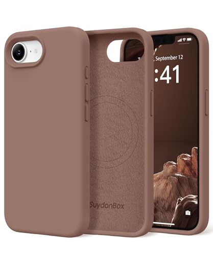 Image of Magnetic for iPhone 17e /iPhone 16e Case, Compatible with MagSafe, [Soft Anti-Scratch Microfiber Lining] Slim Silicone Shockproof Protective Phone Case for iPhone 17e /16e 6.1 inch, Brown