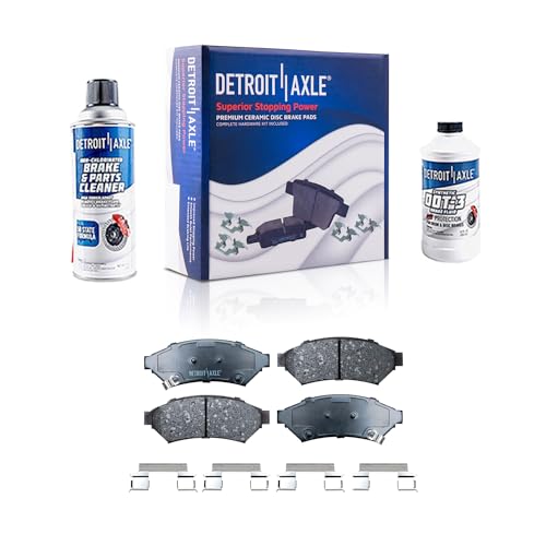 Image of Detroit Axle - Front Ceramic Brake Pads for Chevrolet Uplander Buick LaCrosse Allure Terraza Pontiac Grand Prix Montana Saturn Relay VPG MV-1 Ceramic Brake Pads with Hardware Replacement - 4pc Set