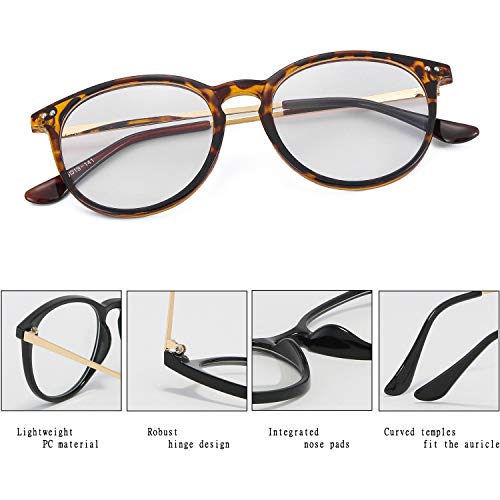 Image of Kursan Non Prescription Clear Lens Fake Glasses for Women Men Retro Round Plastic Frame Eyeglasses