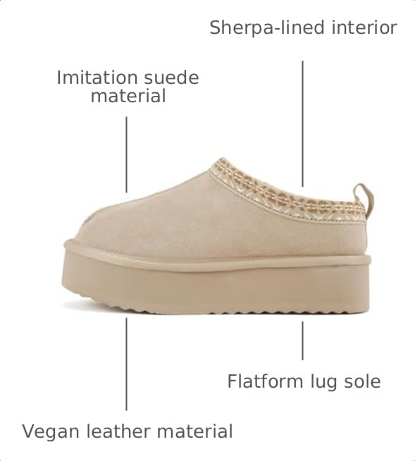 Image of Soda inchEagle inch ~ Women Round Toe Slip-On Flatform Lug Sole Sherpa-lined Slipper with Stitch Details