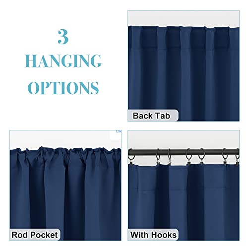 Image of RYB HOME Small Window Curtains Blackout, Privacy Thermal Insulating Drapes for Bedroom Bathroom Basement Cafe Classroom Window Decor, W 34 x L 45 inches, Navy, 2 Panels