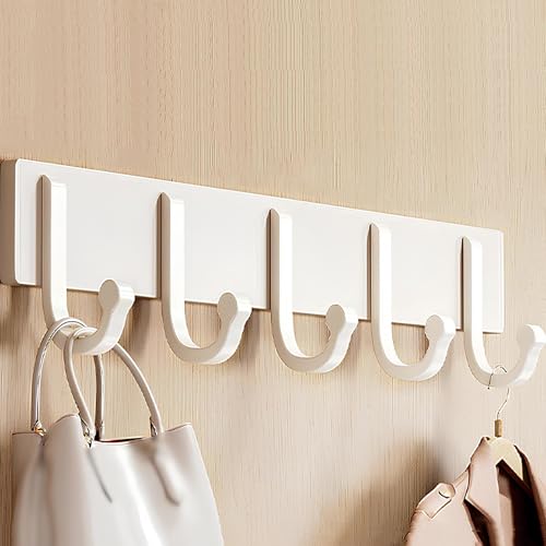 XUQQU Perchero Pared, Perchero Colgante De Estilo Pastoral, Ganchos De Pared Sin Taladrar, Percheros Pared Aleación De Aluminio,Adecuado Para El Balcón Del Baño Detrás De La Puerta(White,38cm/14.9in)