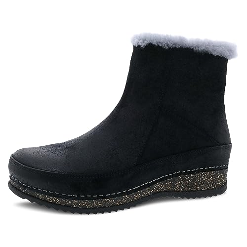 Dansko Women's Mitzy Boot - Lightweight Outsole and Durable, Comfortable Ride on Patented Stapled Construction - Faux Fur Collar and Inside Zip