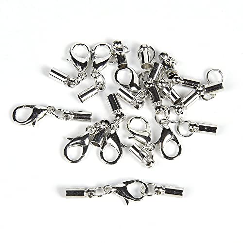 QA Cordon de finissement 10set Cordon Tassel Bouche Casquettes Connecteurs avec Fermoir au Homard Bijoux Making DIY Bijoux Constatations Accessoires Y901 (Color : Rhodium, Size : 6mm 10Set)