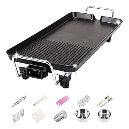 Elektrischer Teppanyaki-Tischgrill 18,9 * 10,6 Zoll Elektrische Backform Multifunktions 1400 W BBQ Grillplatte…