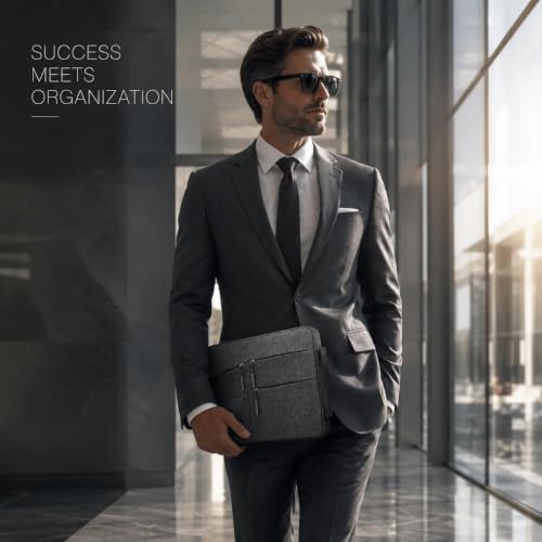 Image of MoArmouz 16 inch Laptop Sleeve Case for Men & Women, Water Resistant Laptop Bag with Handle & Accessory Pockets, Protective Briefcase for MacBook Pro, MacBook Air & Laptops, Grey