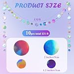 Outus 10 Pieces Round Dots Garland Valentine Easter Party Hanging Decor Each Length 13.1ft Glitter Paper Dot Streamers for Birthday Wedding Classroom (Laser Silver) - Image 2
