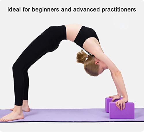 image for BIPASION Yoga Blocks 2 Pack with Strap, High-Density Yoga Blocks for W