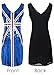 Anna-Kaci Women's Sleeveless V Neck UK Flag Union Jack British Sequin Mini Dress, X-Large Blue