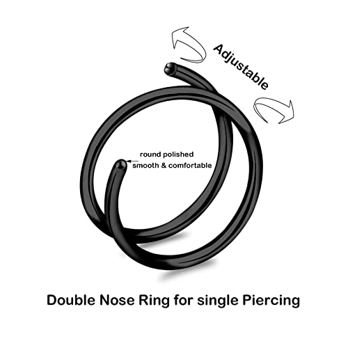 ONESING 20G Double Nose Ring Hoop for Single Piercing - 2-36 Pcs Jewelry for Women2
