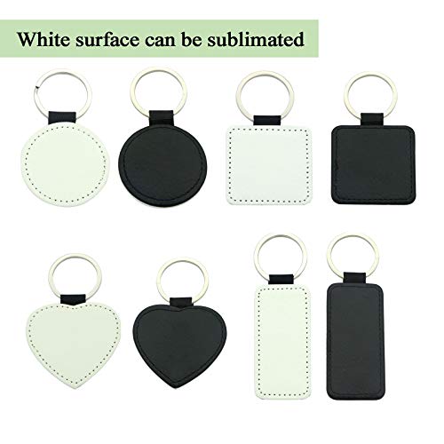 Image of 12 Pcs Sublimation Blank Keychains,PU Leather White Keychains Ornament Pendants for Man Women Crafts Heat Transfer