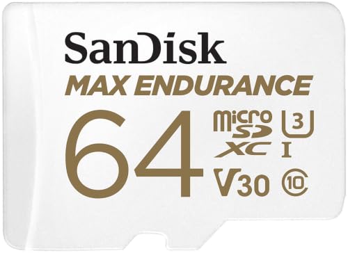 SANDISK 64GB MAX Endurance microSDXC Card with Adapter for Home Security Cameras and Dash cams - C10 U3 V30 4K UHD Micro SD Card - SDSQQVR-064G-GN6IA