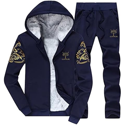TMDD Men's Fleece Lined Tracksuit Outfit 2 Piece Sweatsuit Sets Long Sleeve Hoodie Sweatshirt and Athletic Pants Winter Thermal Sportswear Suit Cover