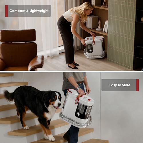 Image of WURESE 15KPa Powerful Portable Upholstery & Carpet Cleaner Machine | Spot cleaner for sofas & cars, long hose, compact storage design