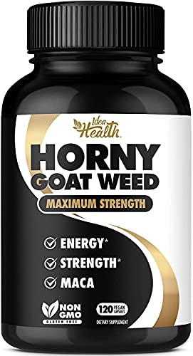 Horny Goat Weed 1275 mg MAX STRENGTH w/ Maca (2 Month Supply) - Energy & Performance Complex for Men and Women | 120 Vegan Capsules