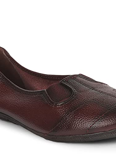 Image of Liberty Healers TLO-04 Casual Slip-On Ballerina Shoes for Women - Cherry & Tan | Comfortable Insole | Lightweight Durable and Cushioned Footbed | Leather Insole Shock Absorption