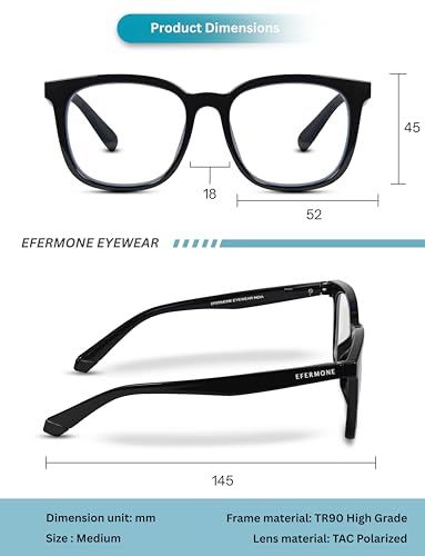 Image of EFERMONE Reading Glasses for Men and Women with Accurate Power CR39 Lens | TR90 Frame | Scratch Resistant Lens | Spring Hinge Temples | Round Design (Medium)