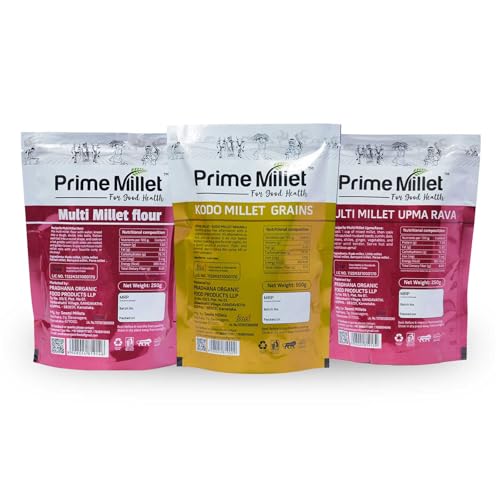 Image of Prime Millets Organic Multi Flour | Whole Kodo Grain | Multi Upma Rava | Pack of 3 (1kg) | High Fiber | Healthy Digestive Meals | Premium Quality