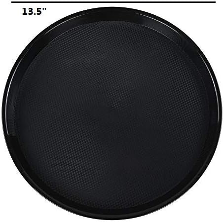 Round Plastic Fast Food Serving Trays, Cafeteria Tray Platters, Black, 6 Packs - Image 2