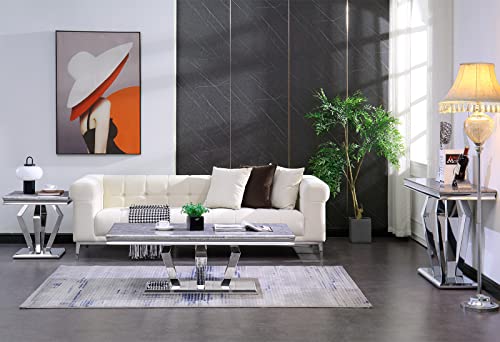 Acedécor Modern Console Table, Mirrored Sofa Table With Geometric Steel Base, Silver Narrow Console Table For Entryway, Rectangular Console Table For Living Room, Office, Coffee Bar, Front Hall #TOP5