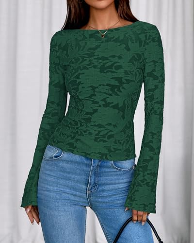 BTFBM Casual Long Sleeve Shirts Fall 2025 Going Out Tops for Women Trendy Floral Work Blouses Bodycon Tunics