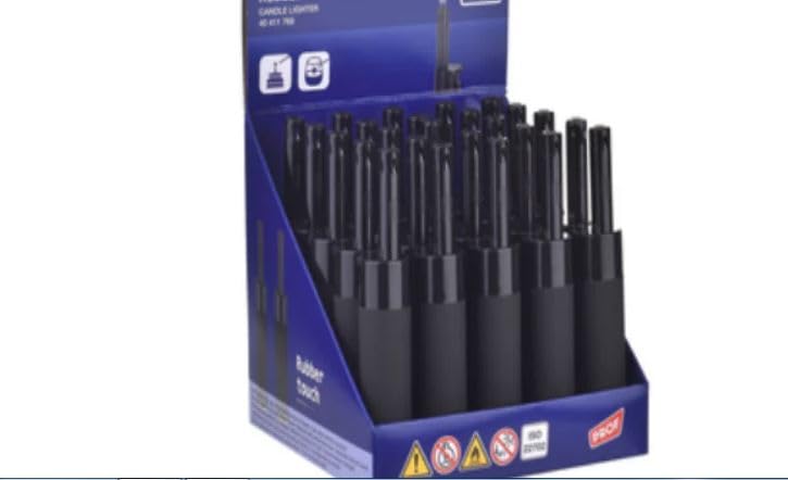 3 MINI TUBE LIGHTER - BLACK SOFT TOUCH REFILLABLE LIGHTER FOR TEA, BBQ & COOKING